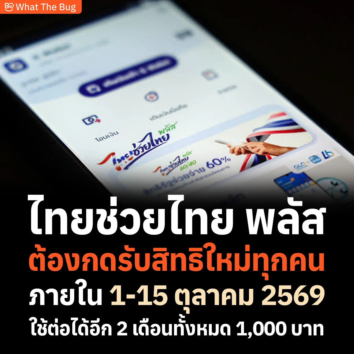 ไทยช่วยไทย พลัส เติมเงินรอบใหม่ 1,000 บาท ทุกคนต้องกดยืนยันสิทธิ 1-15 ต.ค. นี้